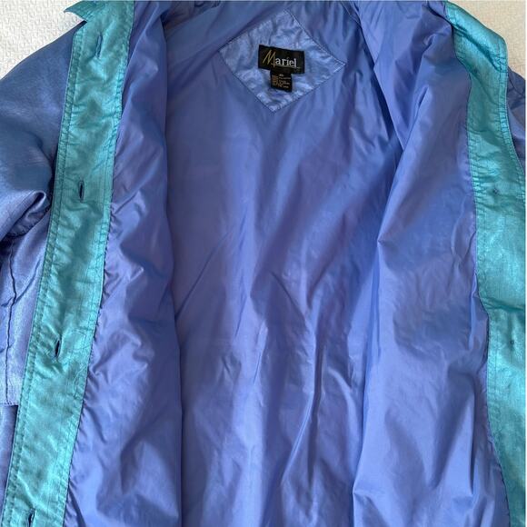 Vintage 80s Mariel Windbreaker Jacket Womens Medium Raincoat Lavender Turquoise - Picture 7 of 13